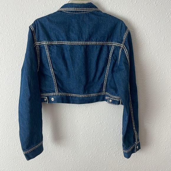 RE/DONE Cropped Denim Trucker Jacket Size M - Picture 6 of 8